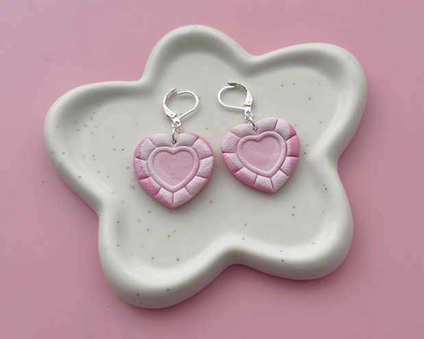 Cercei din lut polimeric BLUSH HEART #C0076