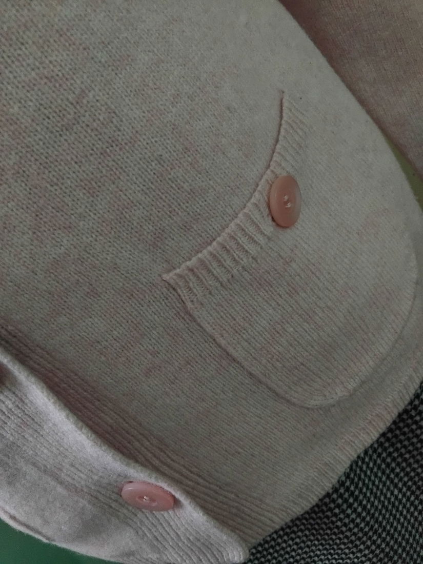 Cardigan gros din lana, roz pudra