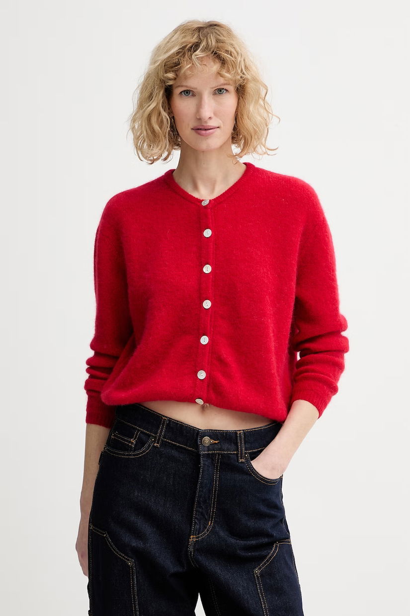 American Vintage cardigan din amestec de lână GILET ML COL ROND