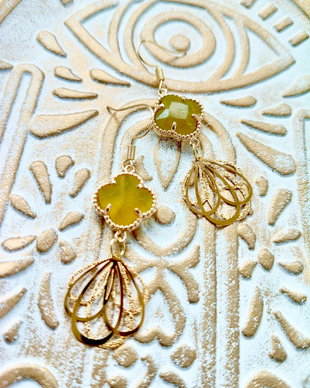 Cercei agate galbene & inox gold