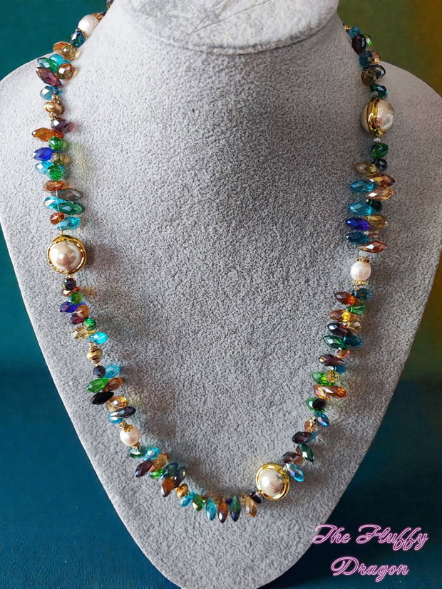 Colier multicolor cu perle de cultura