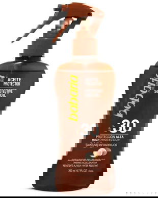 Ulei Protectie Solara Spray cu Accelerator de Bronzare SPF30 Cocos - Babaria Protective Sun Oil Spray with Tanning Accelerator SPF30 Coconut, 200 ml
