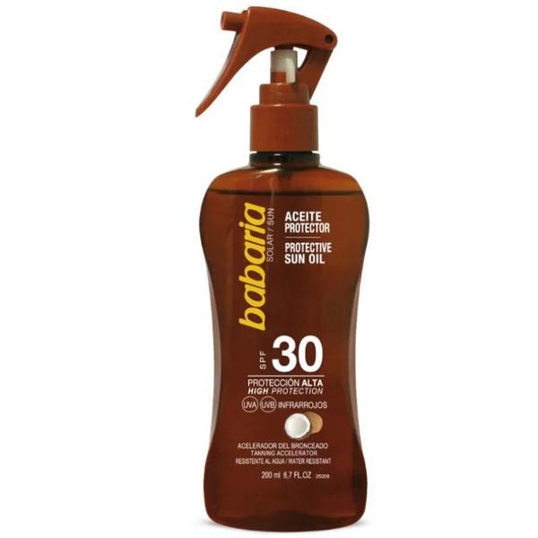 Ulei Protectie Solara Spray cu Accelerator de Bronzare SPF30 Cocos - Babaria Protective Sun Oil Spray with Tanning Accelerator SPF30 Coconut, 200 ml