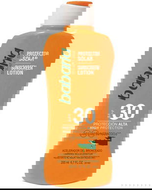 Lotiune Protectie Solara SPF30 si Accelerator Bronzare - Babaria Sunscreen Lotion with Tanning Accelerator SPF30, 200 ml