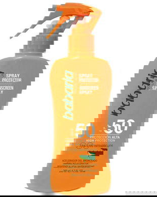 Spray Protectie Solara SPF50 si Accelerator Bronzare - Babaria Sunscreen Spray with Tanning Accelerator SPF50, 200 ml