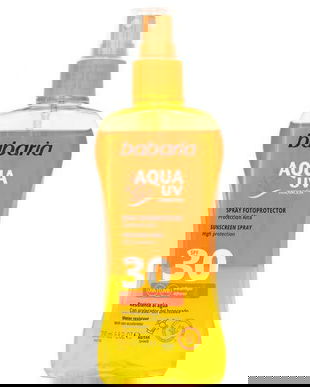 Spray Bifazic Fotoprotector cu Accelerator Bronzare SPF30 - Babaria Biphasic Sunscreen Spray Aqua UV SPF30, 200 ml