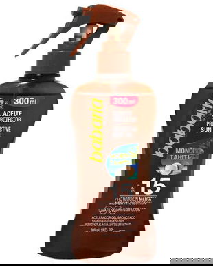 Ulei Protectie Solara Spray cu Accelerator de Bronzare SPF15 - Babaria Protective Sun Oil Spray with Tanning Accelerator SPF15 Monoi Tahiti, 300 ml