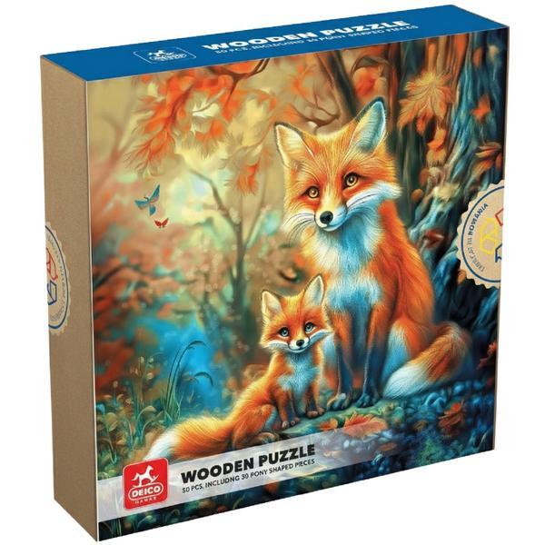 Puzzle lemn vulpite (50 piese)