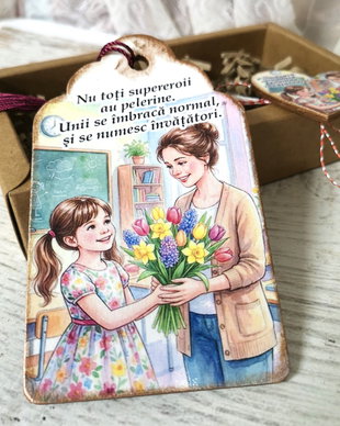 Set cadou invatatoare - martisor si semn de carte