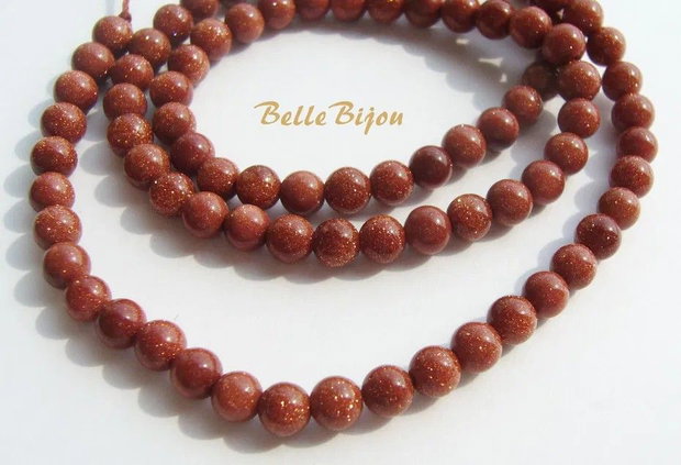 (10 bucati) Brown goldstone 4 mm