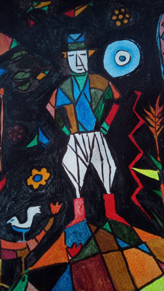 Pictura manuala acrilic cu marker "Good Farm Life"