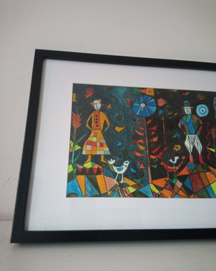 Pictura manuala acrilic cu marker "Good Farm Life"