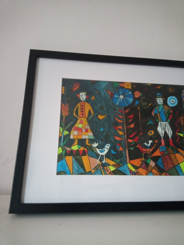 Pictura manuala acrilic cu marker "Good Farm Life"