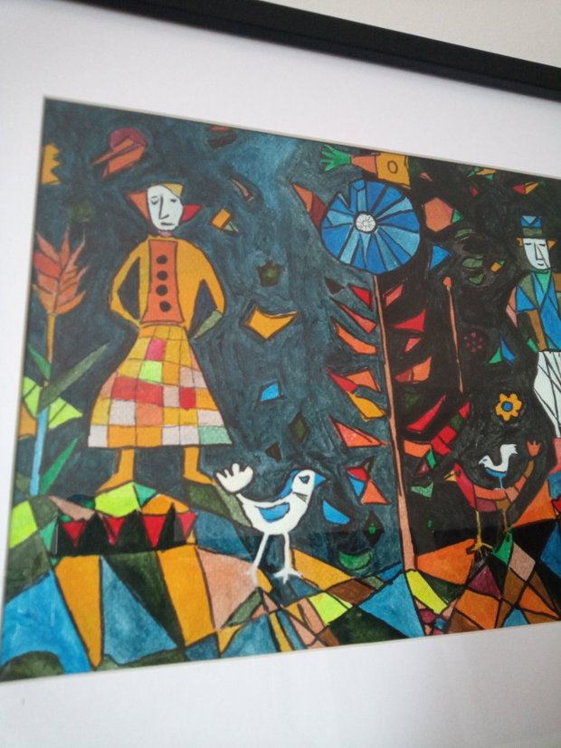 Pictura manuala acrilic cu marker "Good Farm Life"