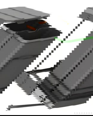 Cos de gunoi incorporabil S2392A, colectare selectiva, cu extragere automata, cu doua recipiente 12+12 litri, antracit