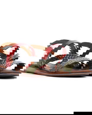 Sandale dama, din piele naturala, talpa joasa, multicolor, Derimod, masura 39