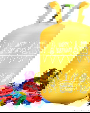 Set Complet Petrecere Baloane, Butelie cu Heliu, &bdquo;ISP&rdquo;, cu 50 de Baloane Colorate, 60m de Panglica, Heliu 0,42 m3