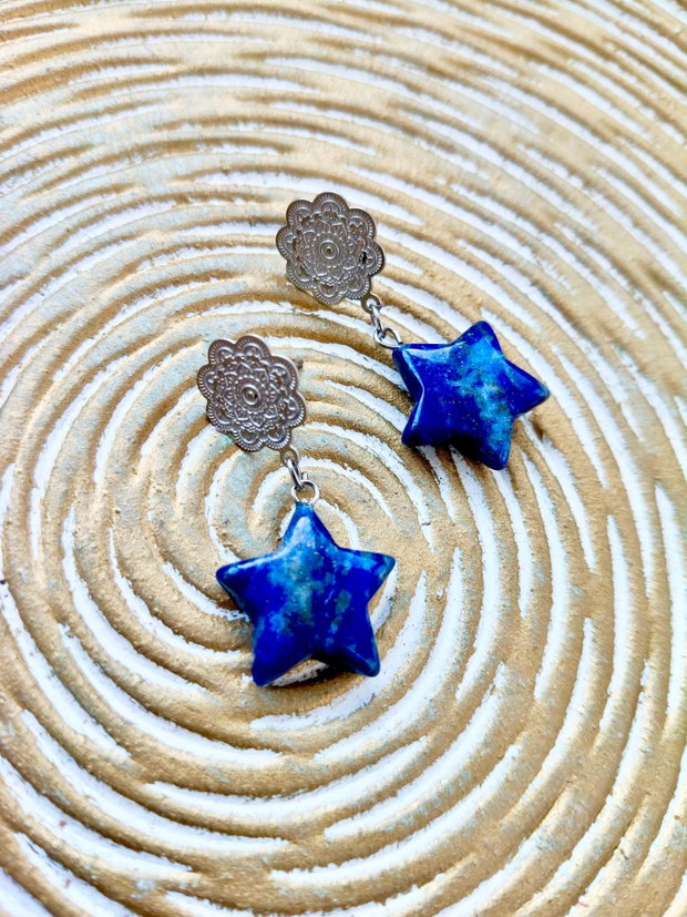 Cercei stelute lapis lazuli