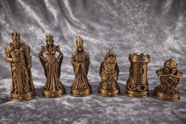 Set Piese Șah Premium 3D - Finisaj Metalic, Standard FIDE, Unicat