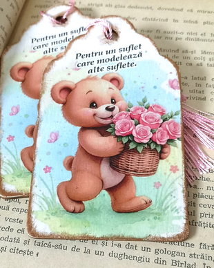 Semn de carte personalizat pentru invatatoare, educatoare - tema ursulet