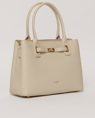 Geanta office ivory cu detalii aurii