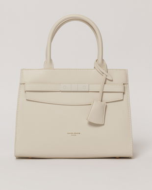 Geanta office ivory din piele ecologica cu aplicatie metalica