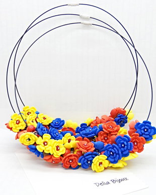 Colier handmade statement - Tricolorul Romaniei (cod1382)