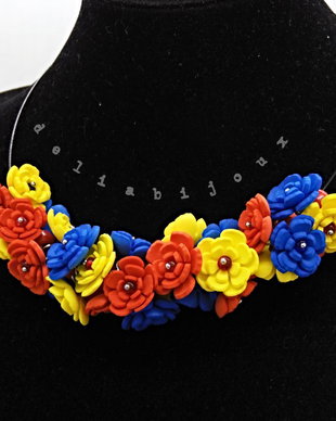 Colier handmade statement - Tricolorul Romaniei (cod1382)