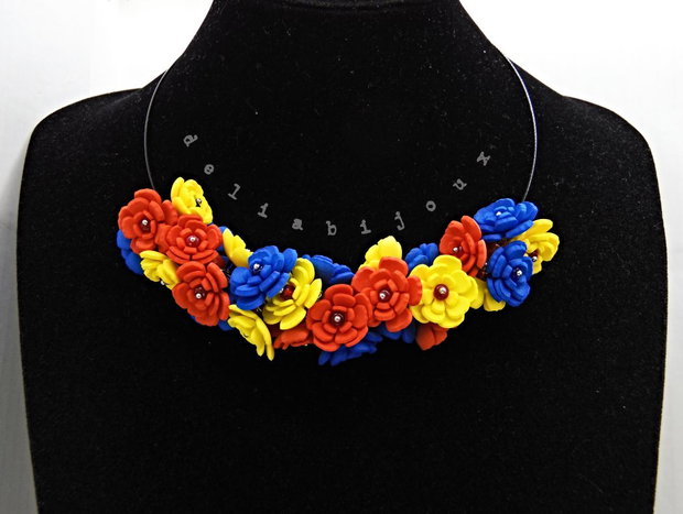 Colier handmade statement - Tricolorul Romaniei (cod1382)