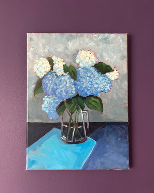 Blue Hortensia - Tablou in acrilic pe panza