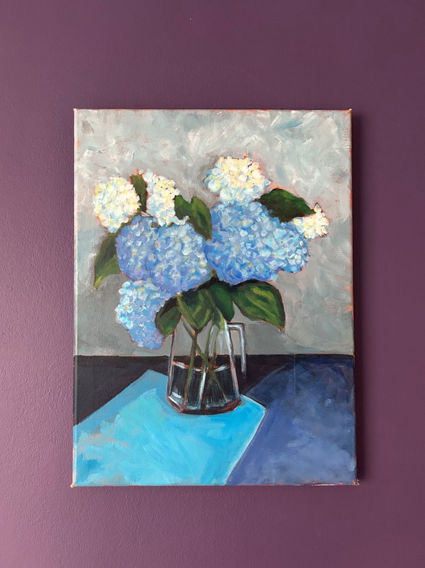 Blue Hortensia - Tablou in acrilic pe panza