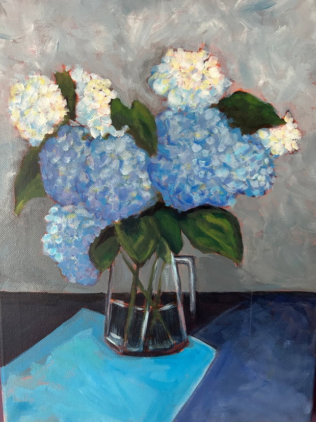 Blue Hortensia - Tablou in acrilic pe panza