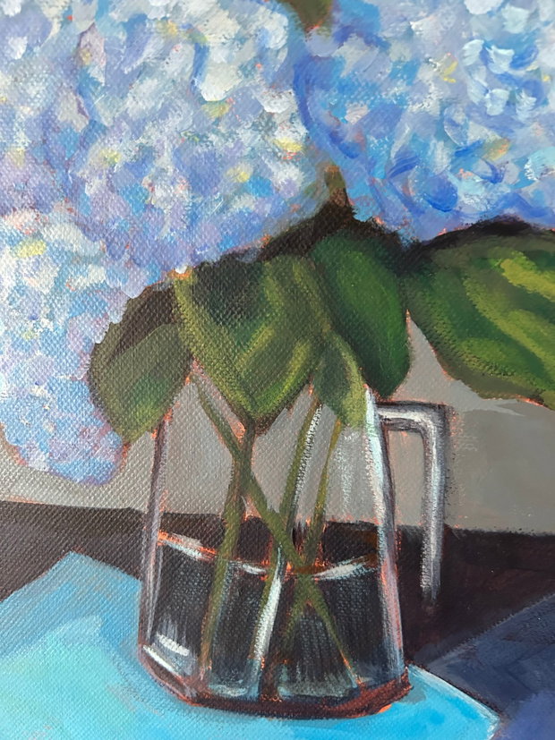 Blue Hortensia - Tablou in acrilic pe panza