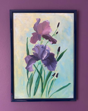 Mysterious Iris - Tablou in ulei cu irisi mov