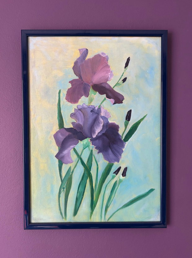 Mysterious Iris - Tablou in ulei cu irisi mov