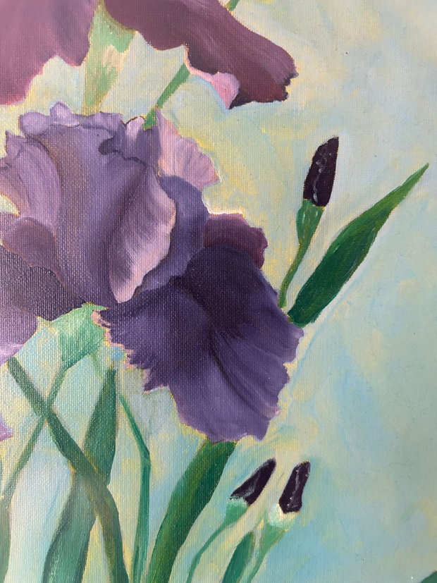 Mysterious Iris - Tablou in ulei cu irisi mov