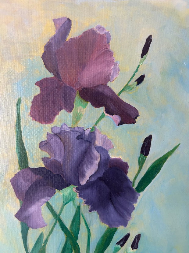 Mysterious Iris - Tablou in ulei cu irisi mov