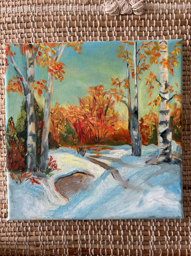 Winter colors - Tablou in ulei pe panza: culorile iernii