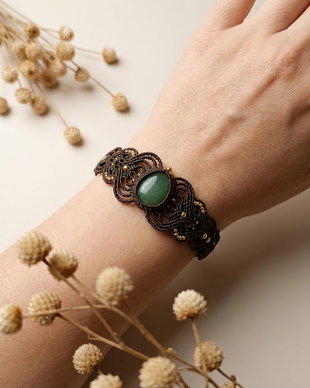 Brățară Micromacrame Cu Aventurin Verde
