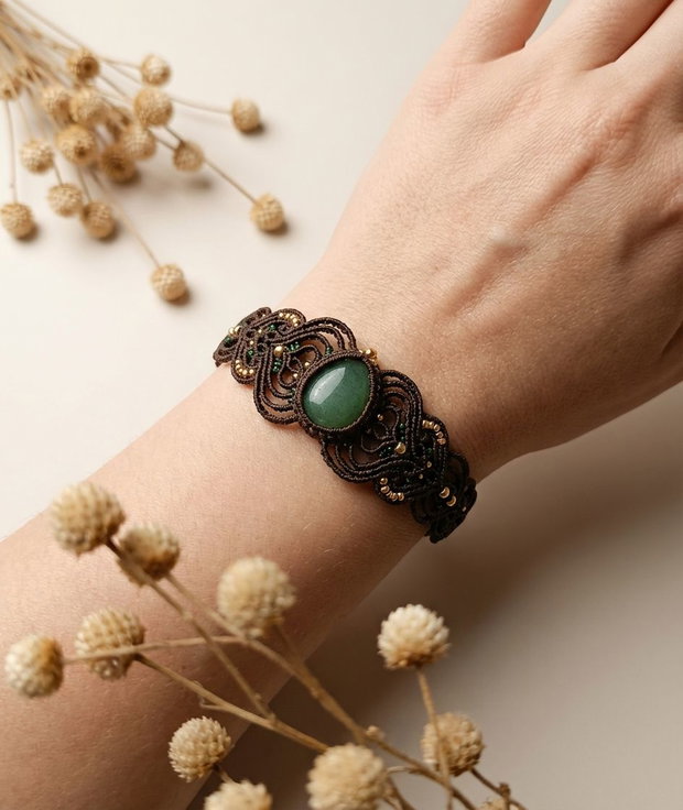 Brățară Micromacrame Cu Aventurin Verde