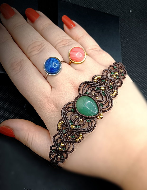 Brățară Micromacrame Cu Aventurin Verde