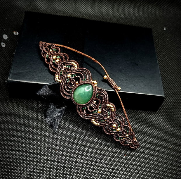 Brățară Micromacrame Cu Aventurin Verde