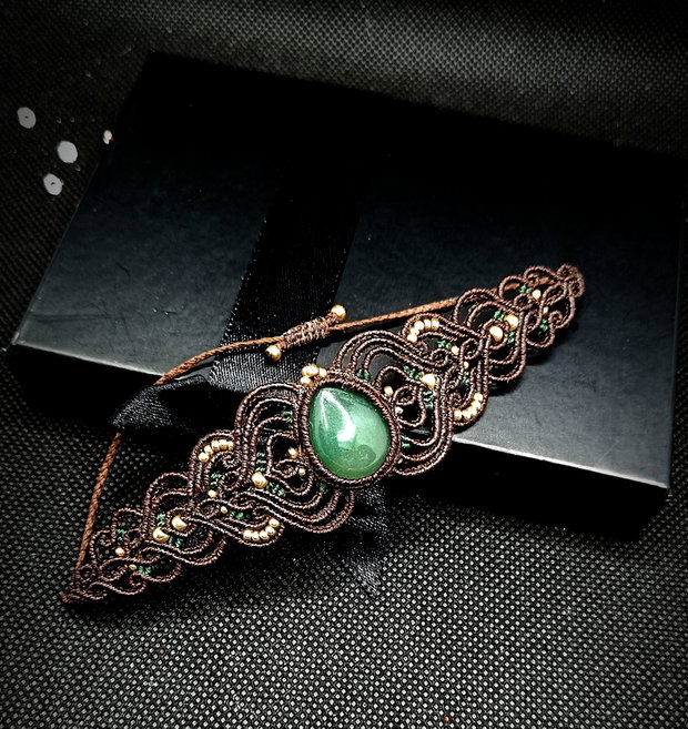 Brățară Micromacrame Cu Aventurin Verde