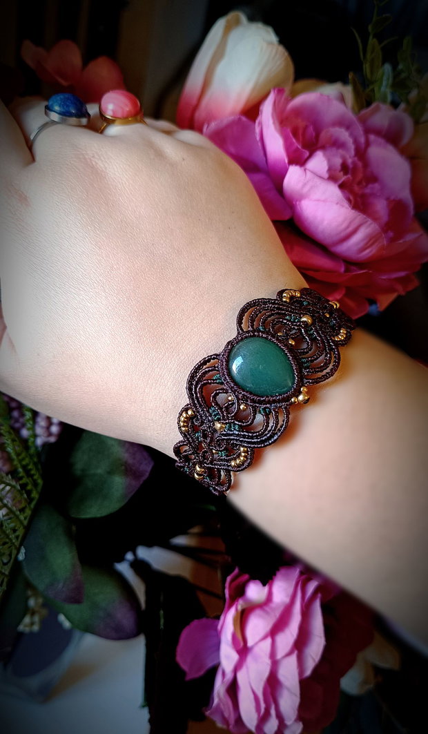 Brățară Micromacrame Cu Aventurin Verde