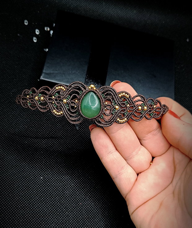Brățară Micromacrame Cu Aventurin Verde
