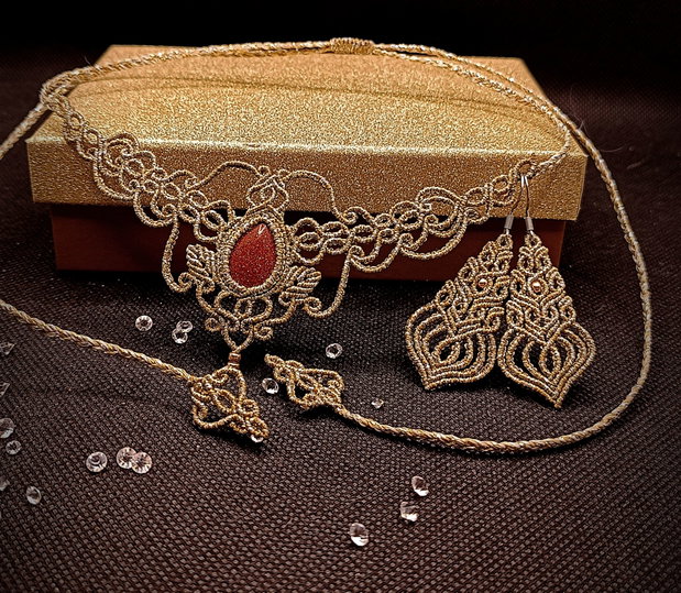 Set bijuterii regal victorian micromacrame Glitter