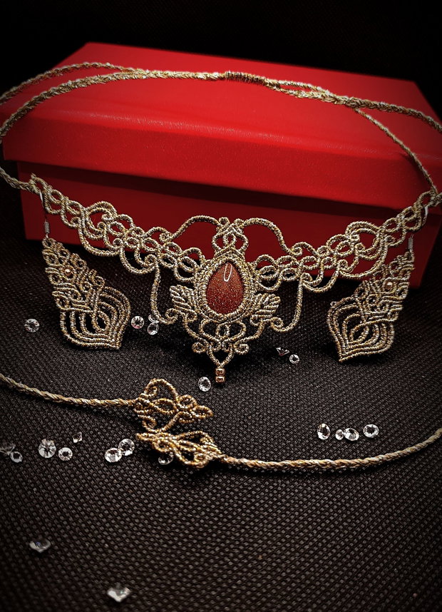 Set bijuterii regal victorian micromacrame Glitter