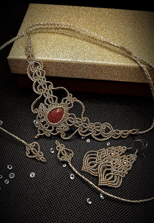 Set bijuterii regal victorian micromacrame Glitter