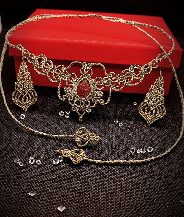 Set bijuterii regal victorian micromacrame Glitter