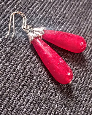 Cercei argint calcedonie visiniu inchis picatura fatetata boho chic trendy